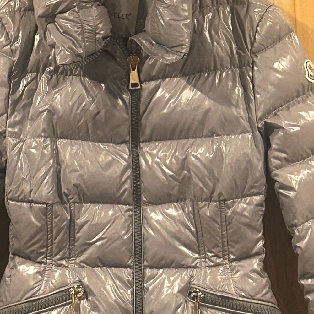 Moncler Shiny Gray Puffer Coat - Picture 3 of 7